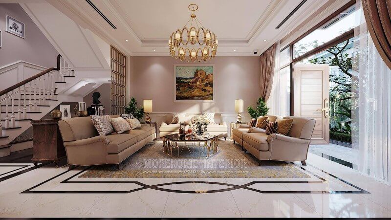 Thiết kế nội thất phòng khách đẹp cao cấp tại Hà Nội